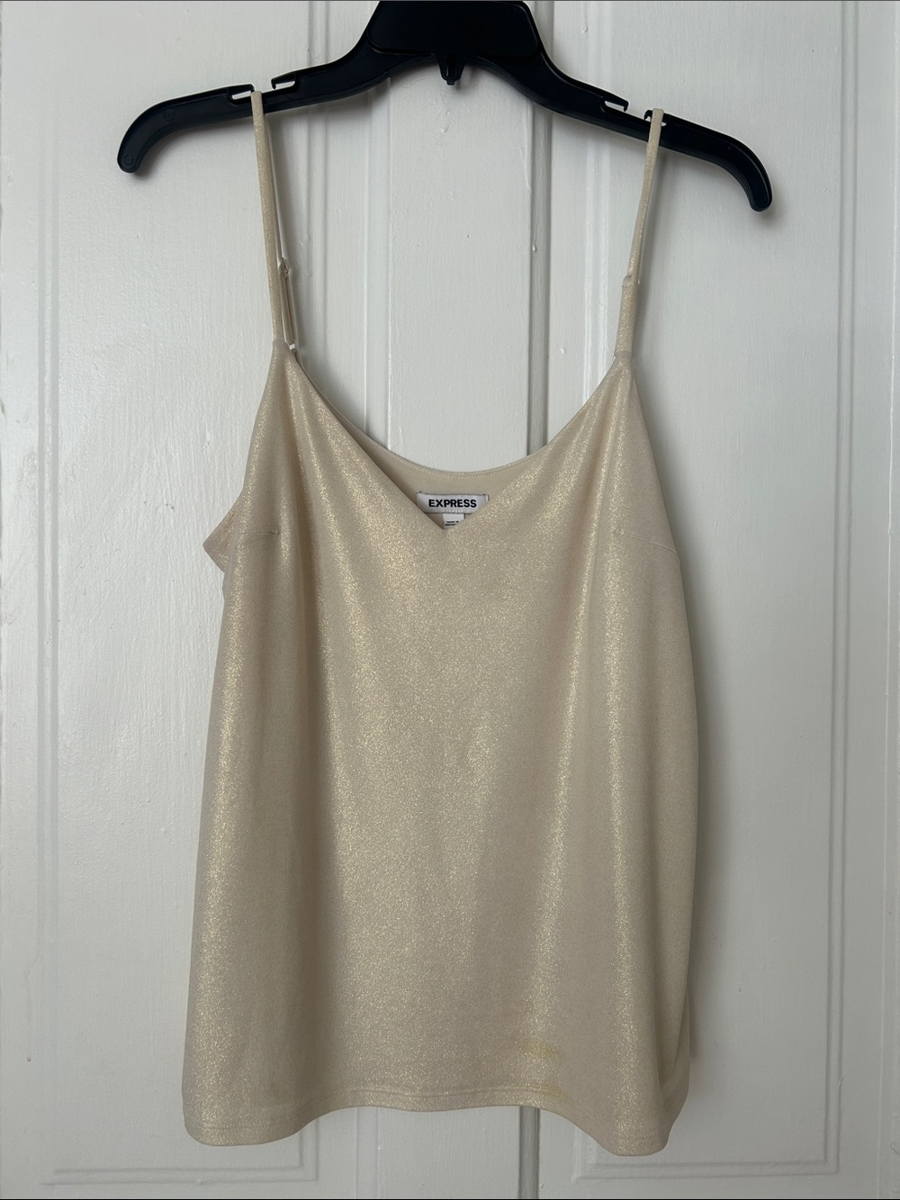 EUC Express Metallic Cream/Ivory Cami Tank with Gold Shimmer